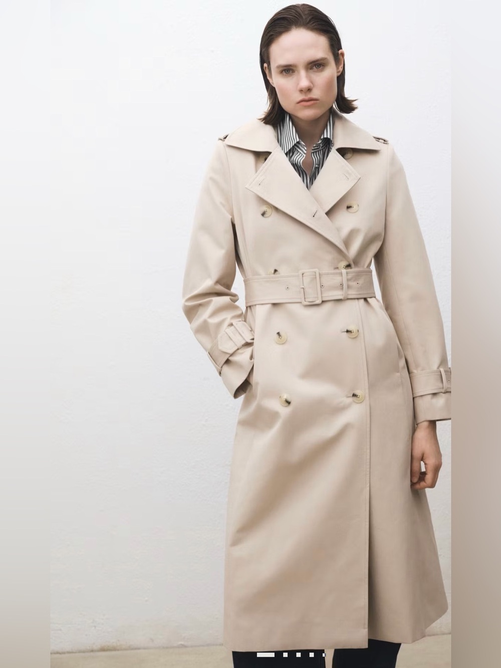 Mango Double breasted Cotton Trench Coat Size large